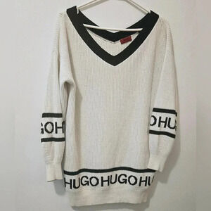 Hugo Boss Oversized Eggshell Cottage Wide Neckline Bishops Sleeve sz S